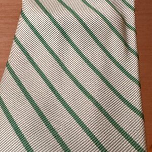 100% Silk Green & White Striped Tie - J.Crew 3.25 in. Absolute Classic